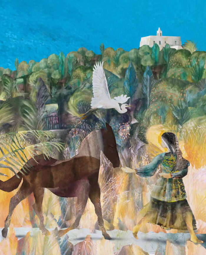 Il·lustració del conte L’euga negra i el pou de n’Aubarqueta